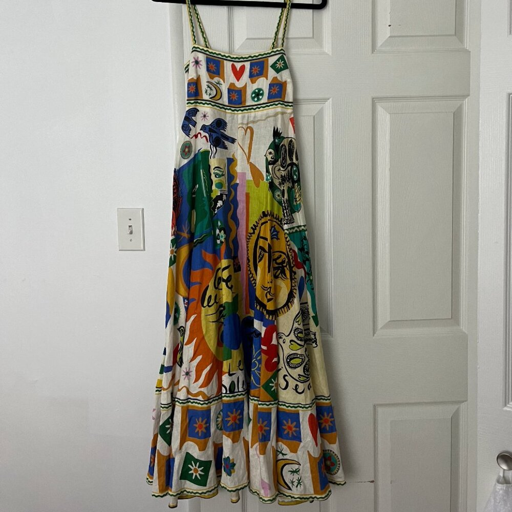 ALEMAIS Soleil Printed Linen Midi Dress